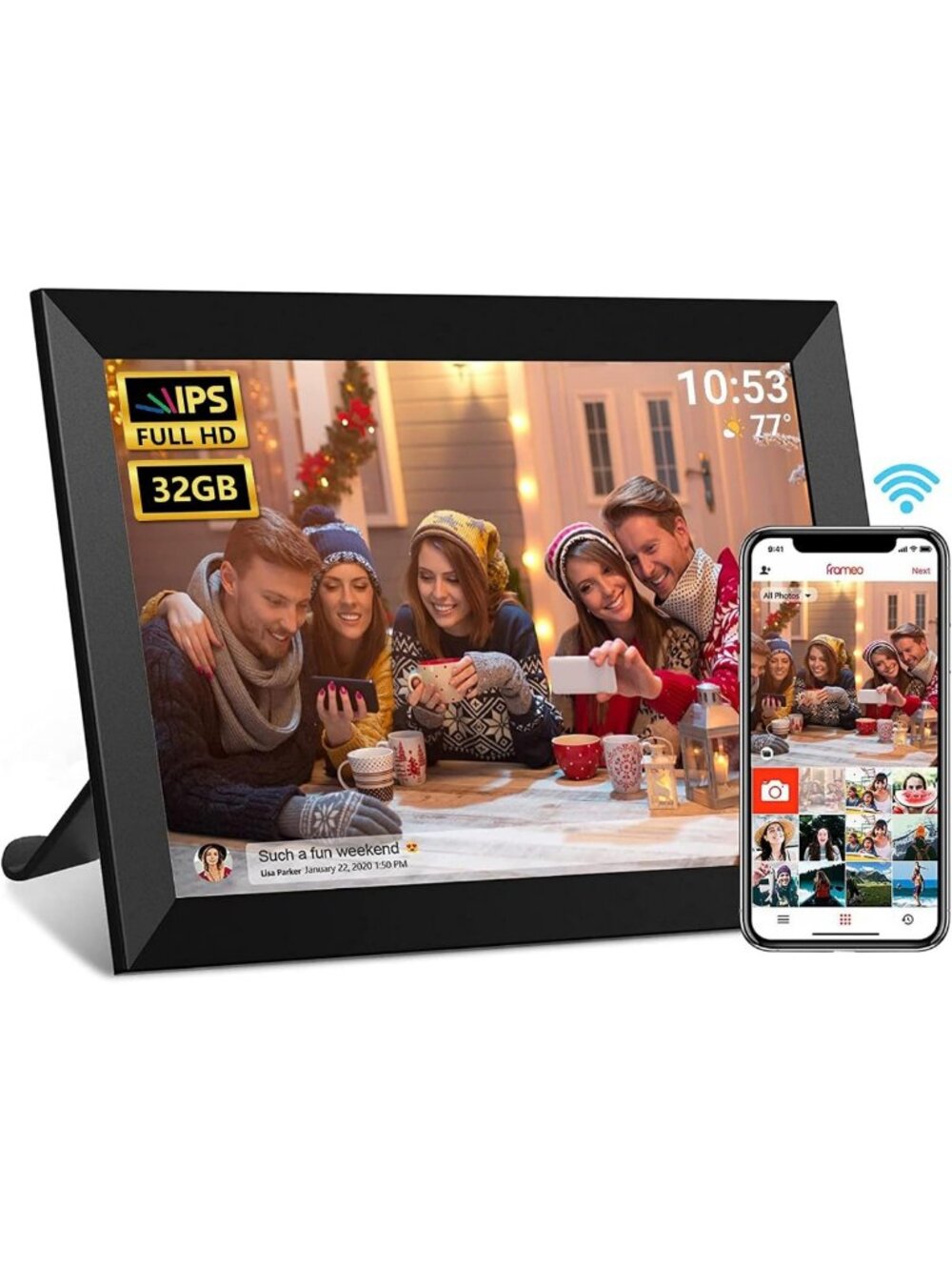 10.1" WiFi Digital Photo Frame, 32GB, HD Touch Screen, Easy Photo Sharing